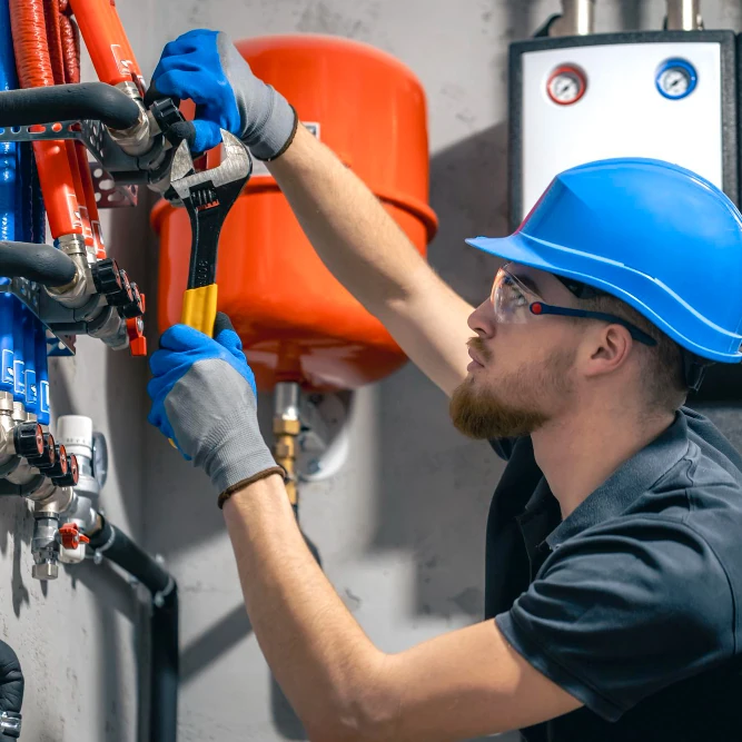 Plumber at work